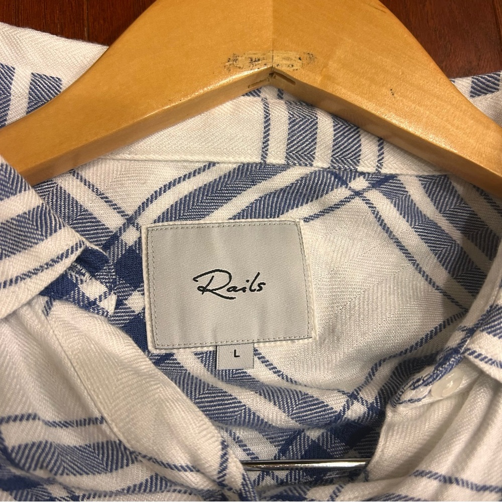 $188 Rails Hunter Shirt White Sapphire plaid shirt size large - Picture 4 of 10